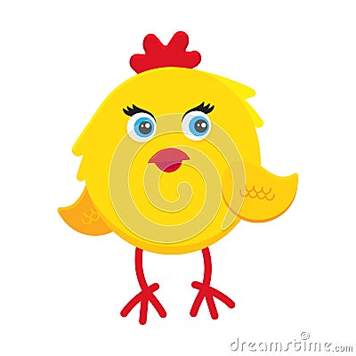 Cute funny little chick chiken hen cartoon flat style design vector illustration Vector Illustration