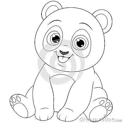 Cute funny little panda baby sitting smiling on a white background Vector Illustration