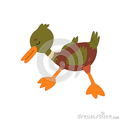 Cute Funny Male Mallard Duckling Cartoon Character Vector Illustration Vector Illustration