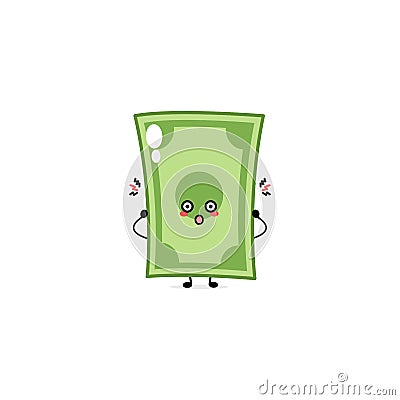 Cute funny money expression character. Vector hand drawn cartoon mascot character illustration icon. Isolated on white background Vector Illustration