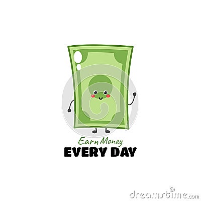 Cute funny money expression character. Vector hand drawn cartoon mascot character illustration icon. Isolated on white background Vector Illustration