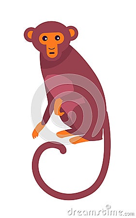 Cute Funny Monkey with Long Thin Tail Illustration Vector Illustration