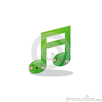 Cute funny music note character cute cartoon kawaii style vector illustration Vector Illustration