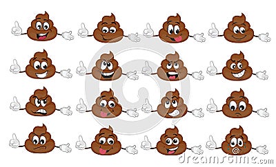 Cute funny poop emoticon set. illustration Cartoon Illustration