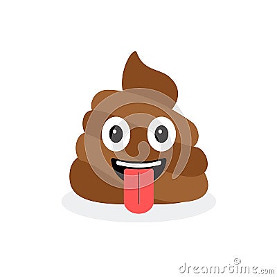 Cute funny poop set. Emotional shit icons Vector Illustration