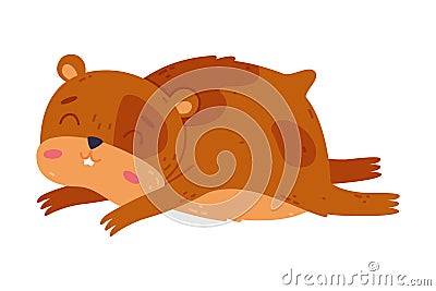 Cute funny sleeping pet hamster cartoon vector illustration Vector Illustration