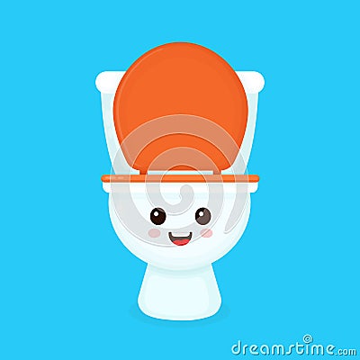 Cute funny smiling happy toilet bowl. Vector Illustration