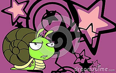 Grumpy funny snail cartoon expression background illustration Vector Illustration