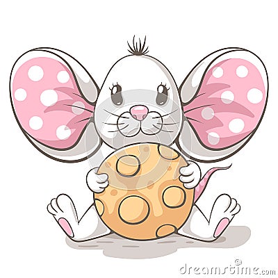 Cute, funny, tedy mouse cartoon characters. Idea for print t-shirt. Vector Illustration