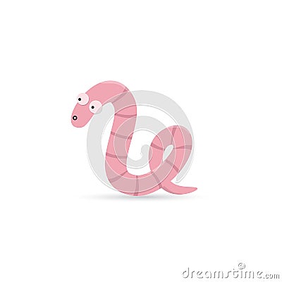 Cute funny worm with emotion on his face Vector Illustration