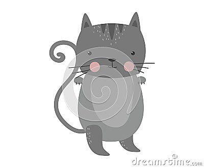 Cute furry cat animal vector. Vector Illustration