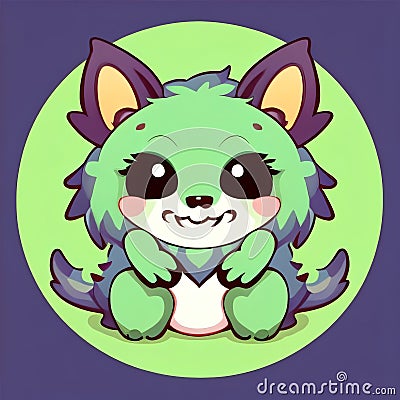 Cute furry monster sticker Stock Photo