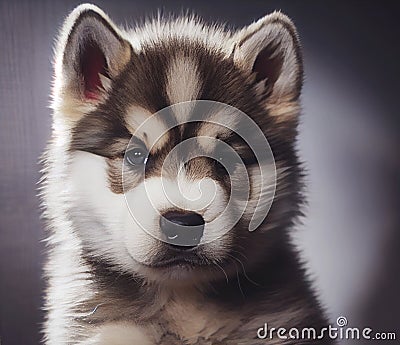 Cute Puppy Malamute dog Stock Photo