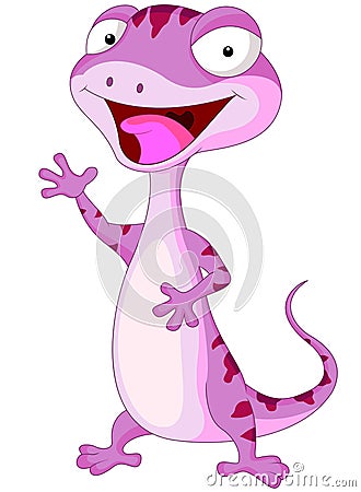 Cute gecko cartoon waving Vector Illustration