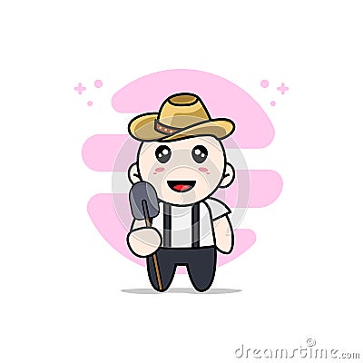 Cute geek boy character wearing breeder costume Vector Illustration