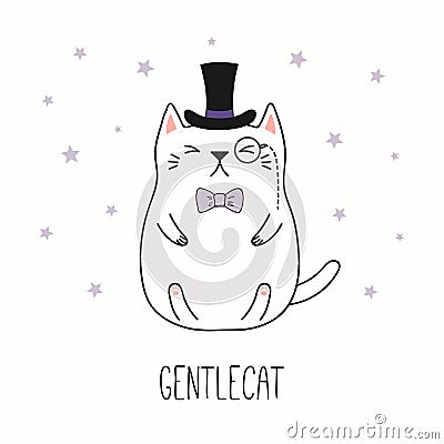 Cute gentleman cat Vector Illustration