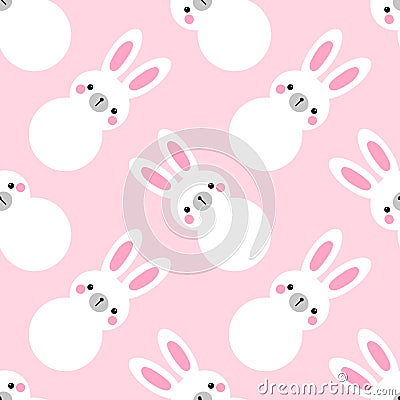 Cute geometric Easter seamless pattern design with bunny Vector Illustration
