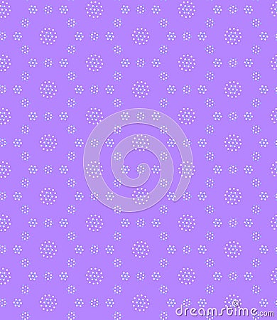 Cute modest white and blue polka dots isolated on a lilac background Seamless pattern Stock Photo