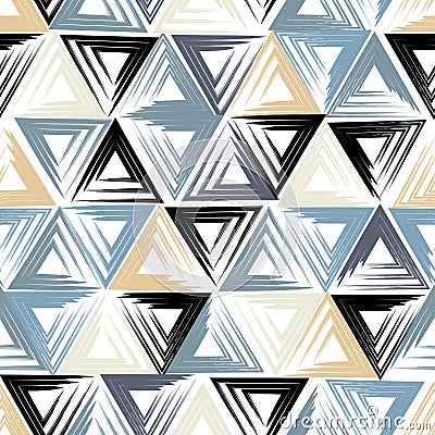 Cute geometric seamless pattern. Brush strokes, triangles. Abstract forms. Endless texture can be used for printing onto fa Stock Photo