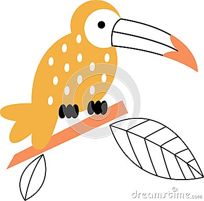 Cute Geometric Toucan Bird Vector Illustration