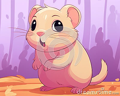 cute gerbil in cartoon style on a pink background. Stock Photo