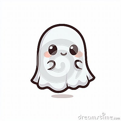 Cute Ghost Halloween isolated on white background, Clipart Sticker illustration Design 18 Stock Photo