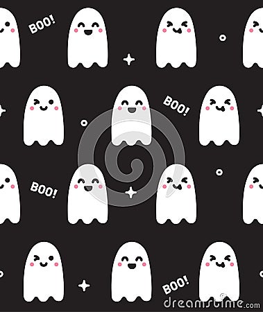 Cute ghost seamless pattern halloween concept Vector Illustration