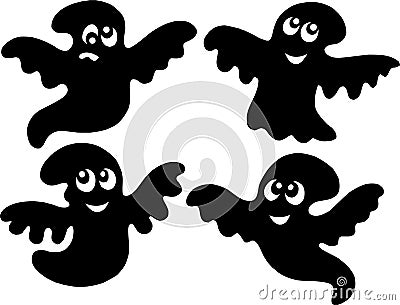 Cute ghost silhouettes Vector Illustration