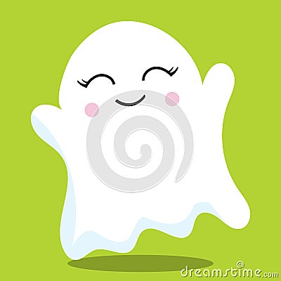 CUTE GHOST YELLOWGREEN 06 Vector Illustration