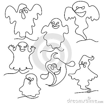 Cute Ghosts. Halloween design elements Vector Illustration