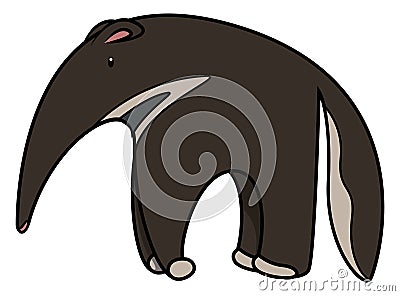 Cute Giant Anteaters Cartoon Color Illustration Vector Illustration