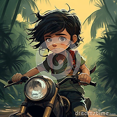 Cute gilr character tomboy cartoon Stock Photo