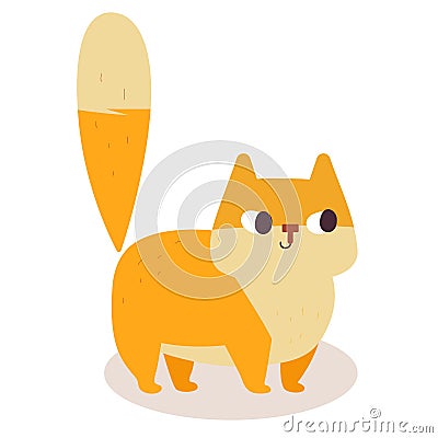 Cute ginger cartoon cat isolated on white background. Simple modern flat style illustration. Stock Photo