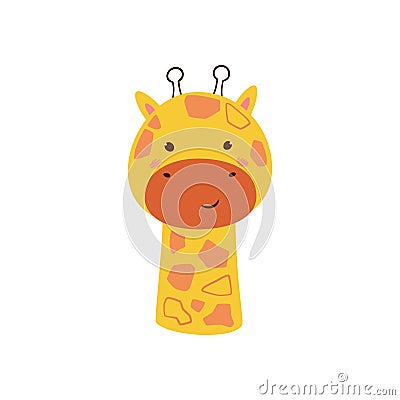 Cute giraffe. Animal kawaii character. Funny little giraffe face. Vector hand drawn illustration isolated on white Vector Illustration