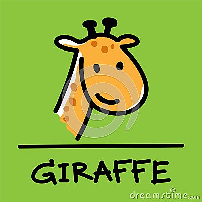 Cute giraffe hand-drawn style, vector illustration. Vector Illustration