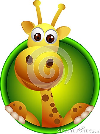 Cute giraffe head cartoon Cartoon Illustration