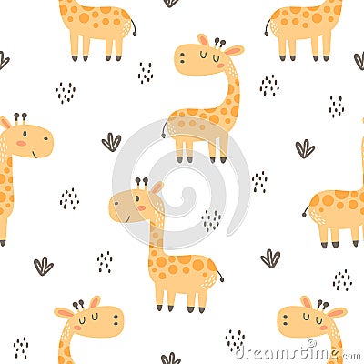 Cute giraffe seamless pattern background Vector Illustration