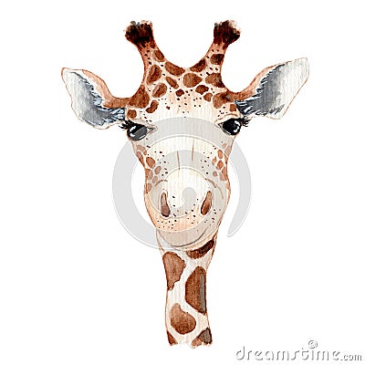 Cute giraffe cartoon watercolor illustration animal Cartoon Illustration