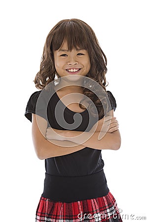 Cute girl with arms crossed Stock Photo