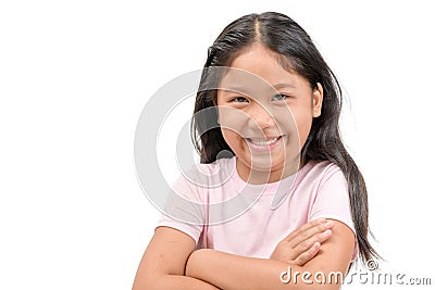 Cute girl asian smile isolated on white Stock Photo