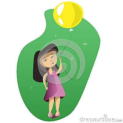 Cute girl with balloons Vector Illustration