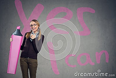 Cute girl believe in yourself Stock Photo