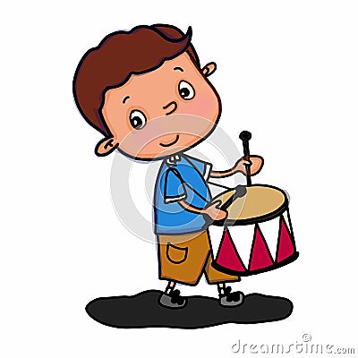 Cute girl cartoon illustration drawing playing drum and speaking drawing illustration white background Cartoon Illustration