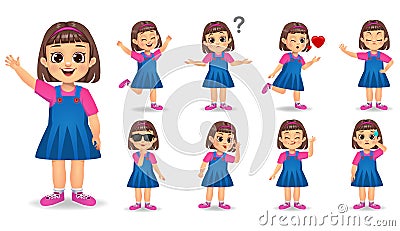 cute girl character set Stock Photo