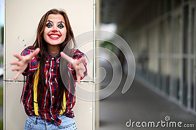 Cute girl in a clown makeup Stock Photo