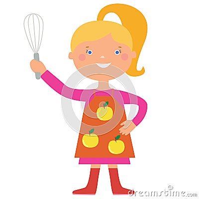 Cute girl cook character Vector Illustration