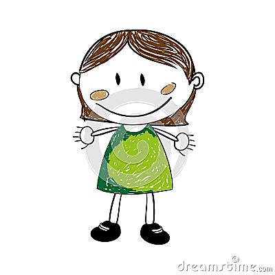 Cute girl drawing icon Vector Illustration