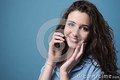 Cute girl having a phone call Stock Photo