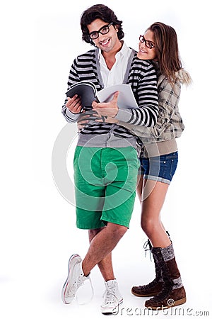 Cute girl hug her boyfriend Stock Photo