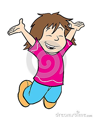 Cute girl jumping for joy Vector Illustration